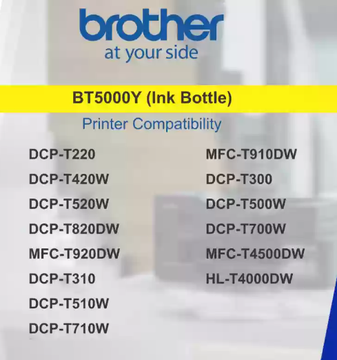 Brother BT5000Y Ink Bottle - Yellow Brother BT5000Y Ink Bottle - Yellow